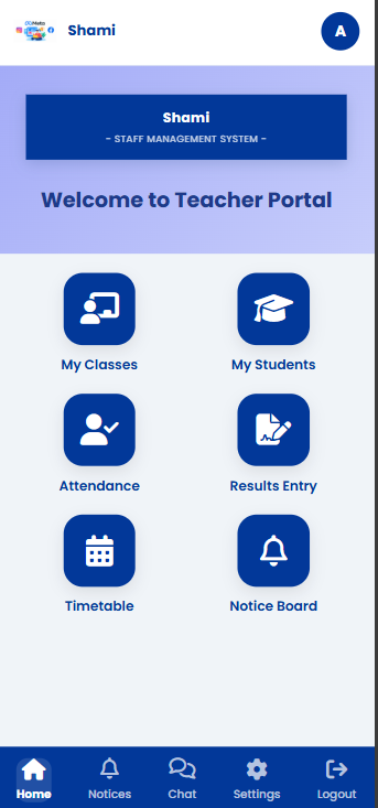 Teacher portal on a phone
